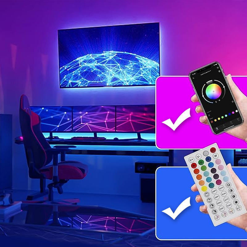Music Sync Color Changing RGB Led Strip Lights with APP and 44 Keys Remote Control