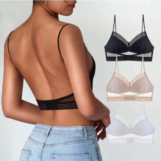 Soutien-gorge en dentelle sans fil à dos bas