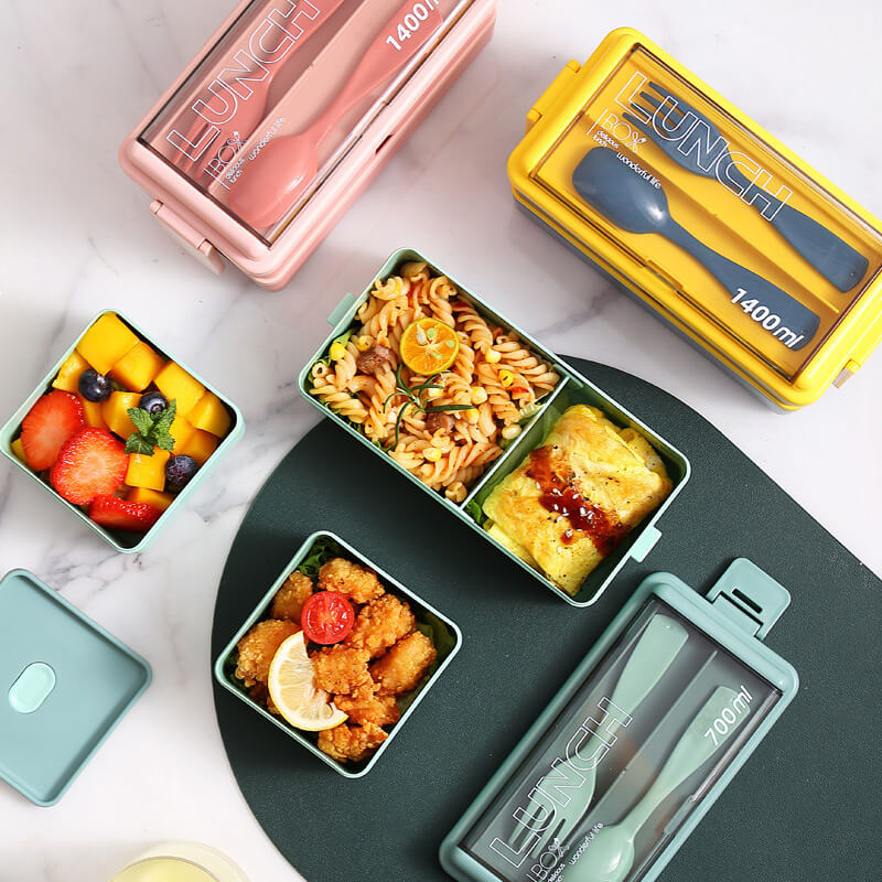 Double layer plastic lunch box microwave heatable