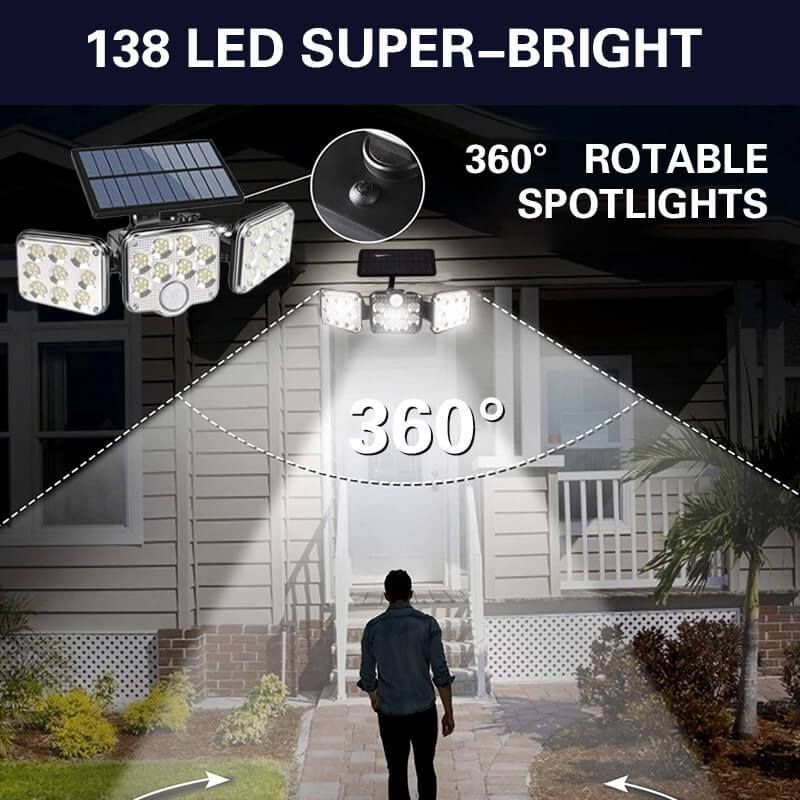 Triple LED Solar Wall Light