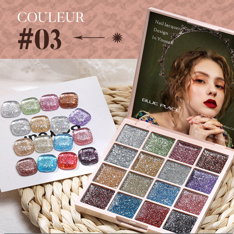 Plateau de vernis à ongles 16 couleurs【Offrir un stylo de luminothérapie à tête ronde】