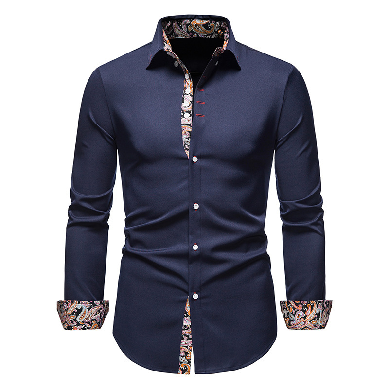 Men's Slim fit Floral Printed Button-Down Long Sleeve Shirt