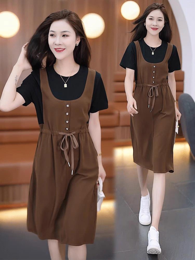 Splice Fake Two-piece Age Reducing Dress