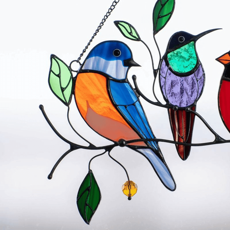 The Best Gift-Birds Stained  Window  Panel Hangings
