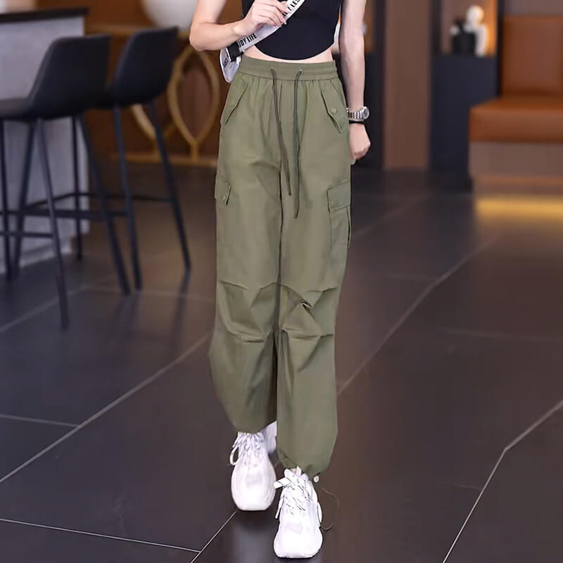 Women's Summer Thin Drawstring Tactical Pants