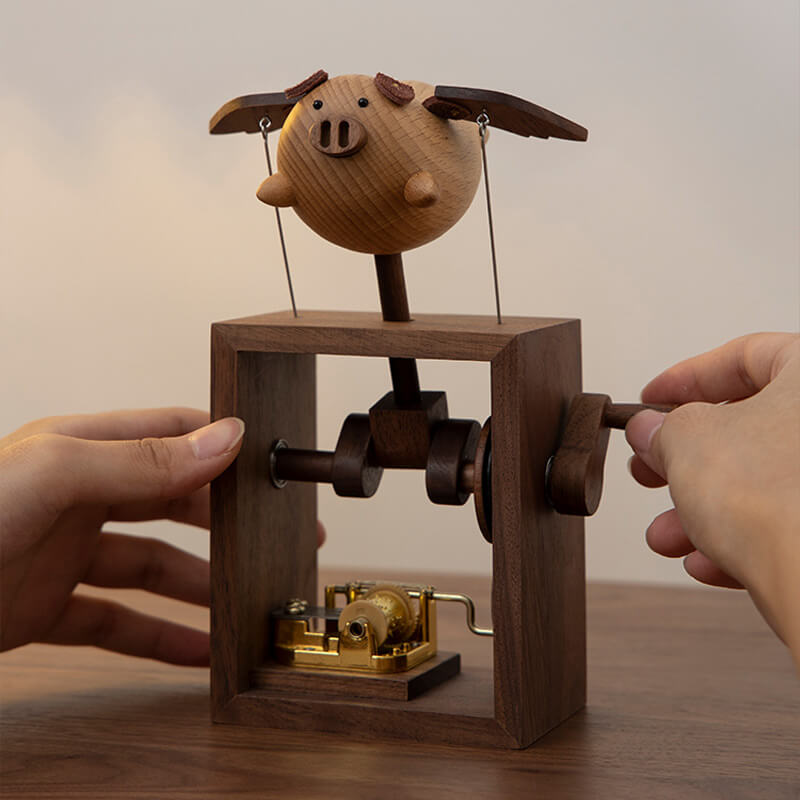 Wooden Mechanical Hand-Cranked Music Box 