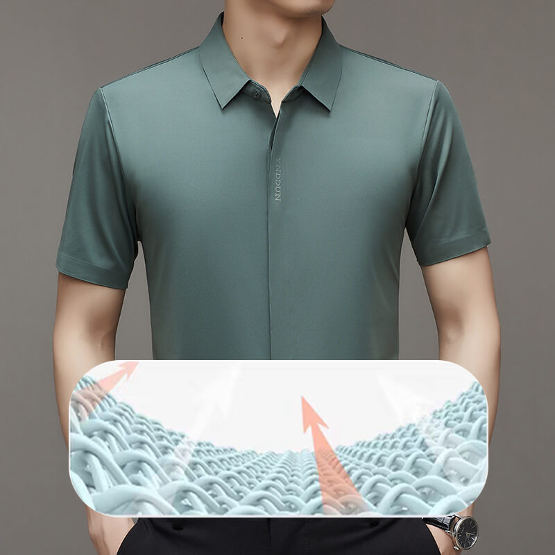Chemise d'affaires à séchage rapide Ice Silk pour hommes