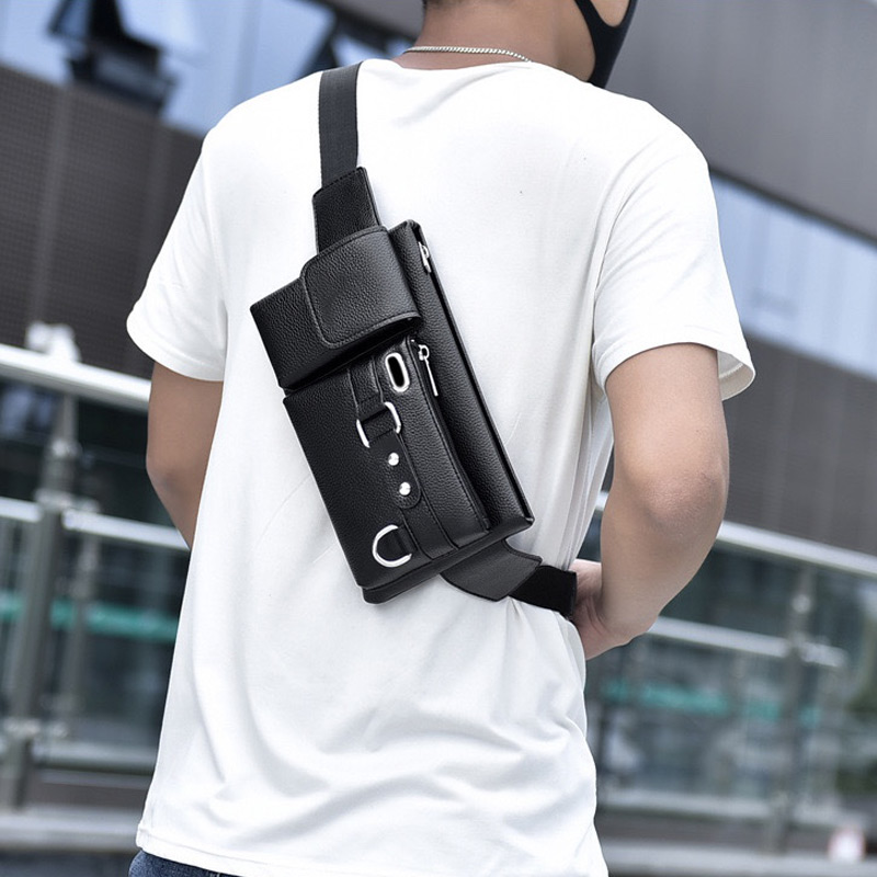 Men's Portable Business-Style Leather Waist Bag