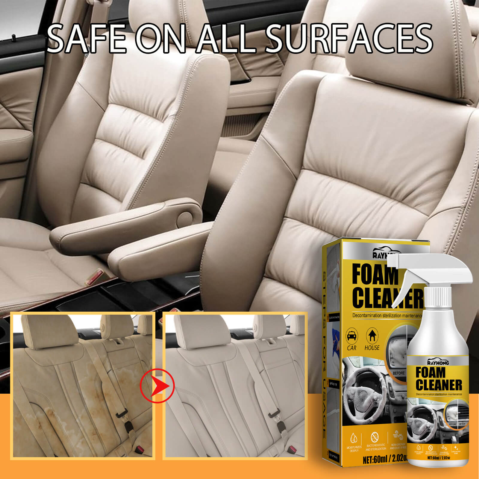 Car interior foam refinisher cleaner 