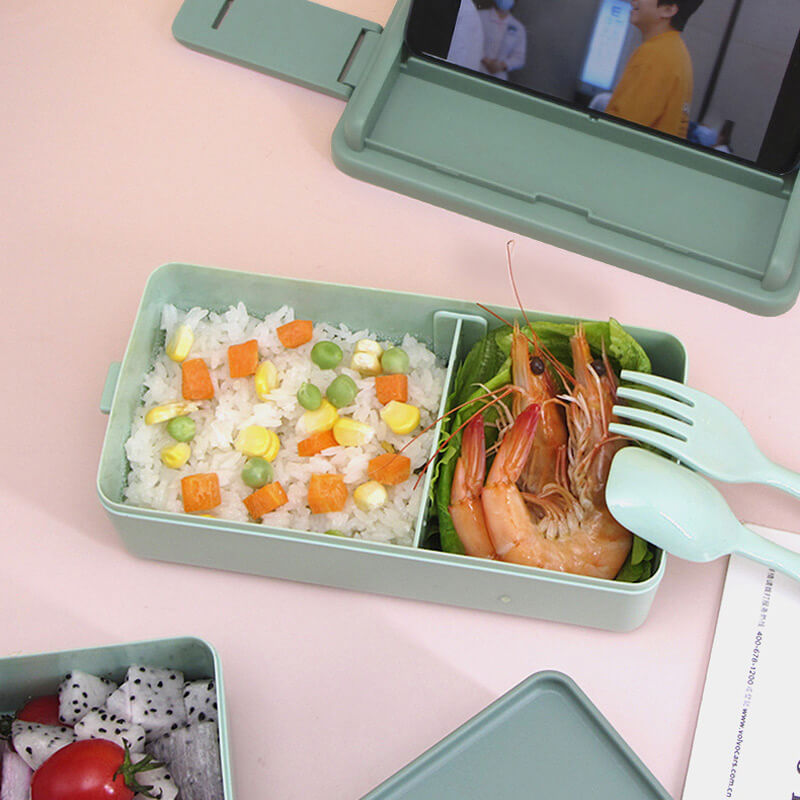 Double layer plastic lunch box microwave heatable