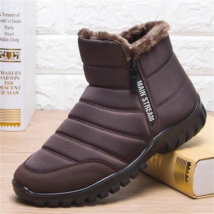 Bottines de neige zippées en coton chaud imperméable pour hommes