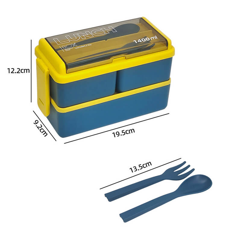 Double layer plastic lunch box microwave heatable