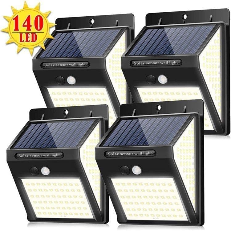 140 LED solar lights outdoors, super bright wall light with motion sensor