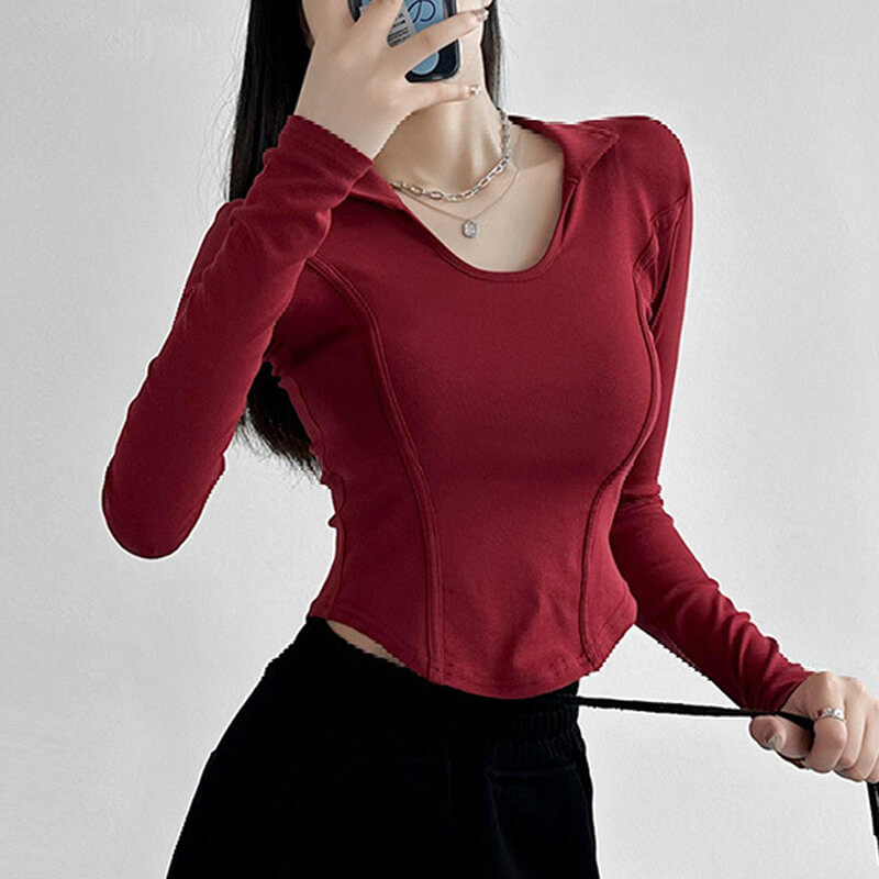 Slim Short U Neck Bottom T-Shirt