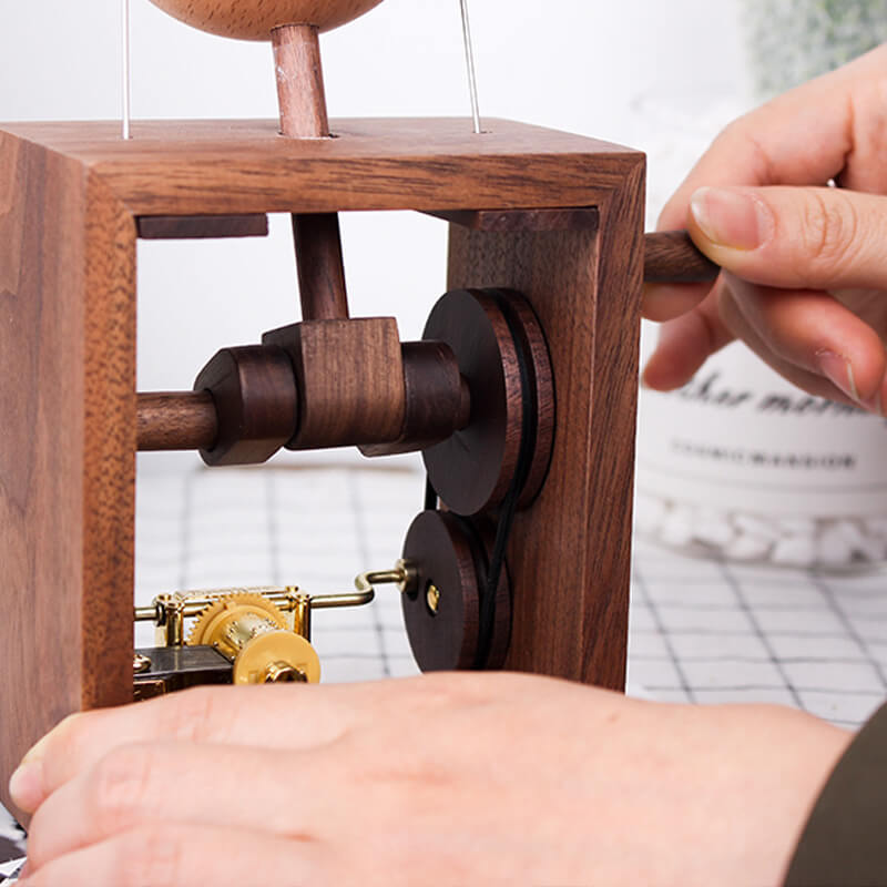 Wooden Mechanical Hand-Cranked Music Box 