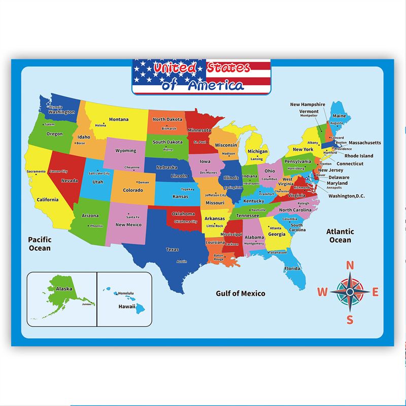 Geography Learning Poster Wall Map for Kids