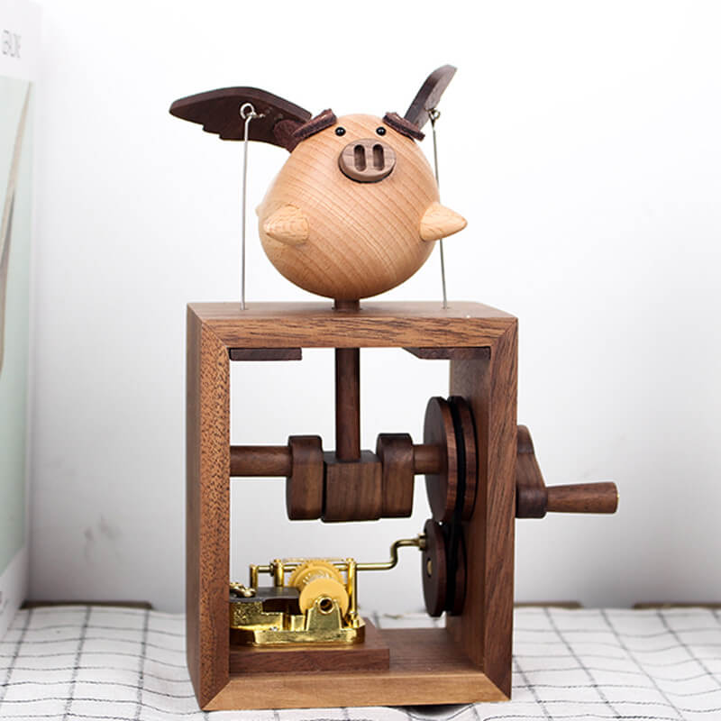 Wooden Mechanical Hand-Cranked Music Box 