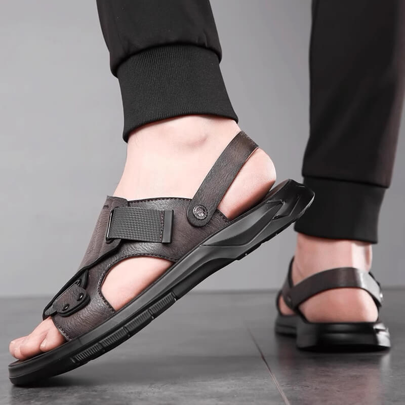 Men's micro fiber leather sandals