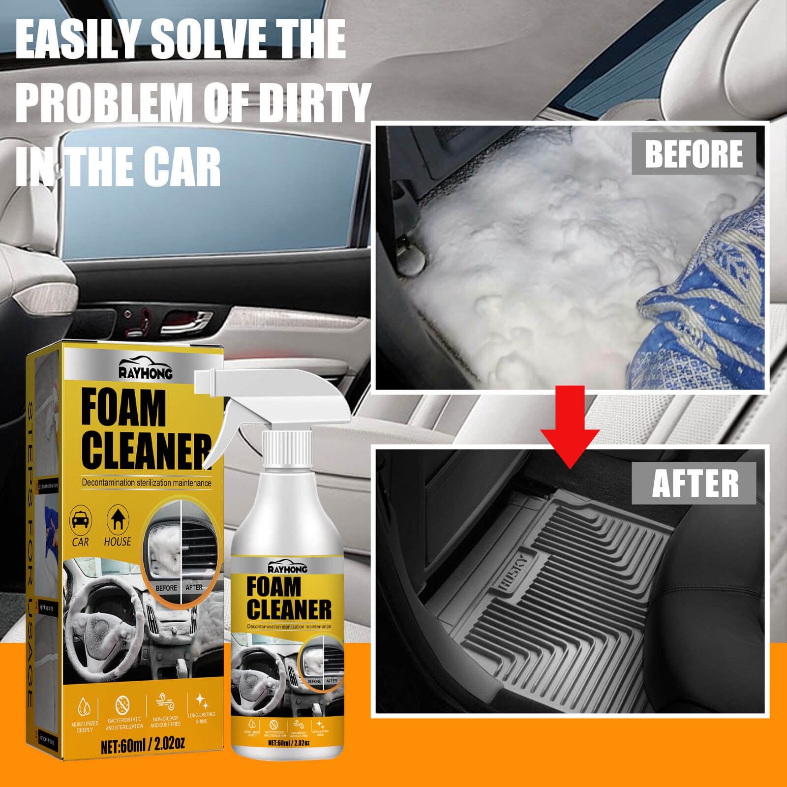 Car interior foam refinisher cleaner 