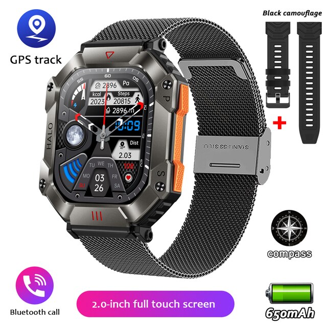 Men Smart Watch For Android IOS Fitness Watches Ip68 Waterproof Military Healthy Monitor AI Voice Bluetooth Call Smartwatch 2023