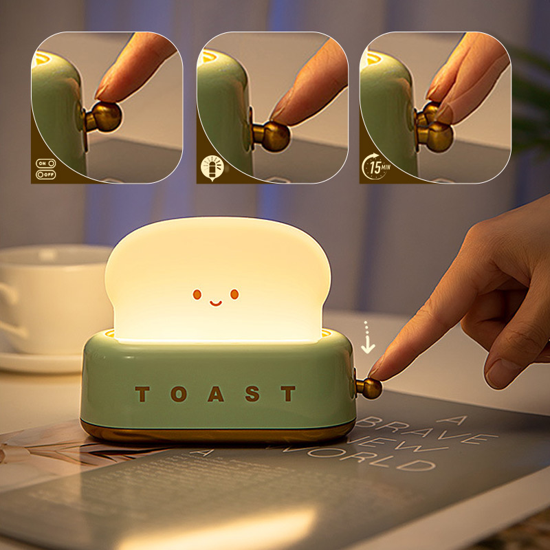 Cute Desk Decor Toaster Night Lamp