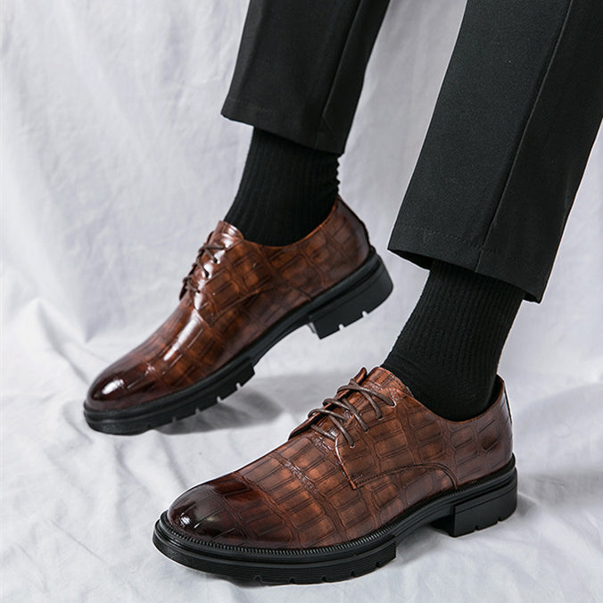 Chaussures en cuir d'affaires décontractées à imprimé crocodile pour hommes