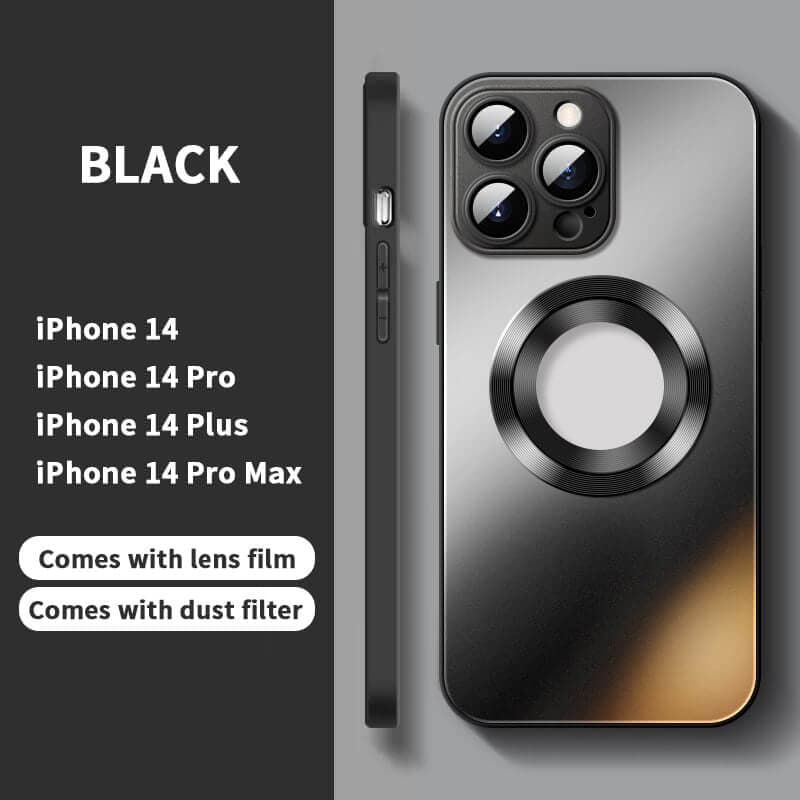 2023 NEW Magnetic AG Glass Frosted Case With Camera Lens Protector For iPhone 14 13