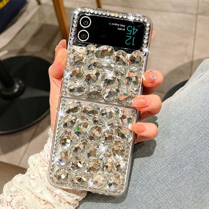 Luxueuse coque de téléphone avec strass transparent pour Samsung Galaxy Z Flip 3 4